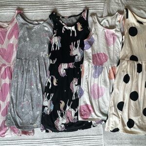 H&M Girls Casual Dress Lot – Black, Gray, Pink, White, Cream (6-7)